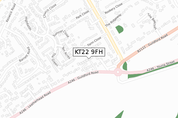 KT22 9FH map - large scale - OS Open Zoomstack (Ordnance Survey) KT22 9FH map - large scale - OS Open Zoomstack (Ordnance Survey)
