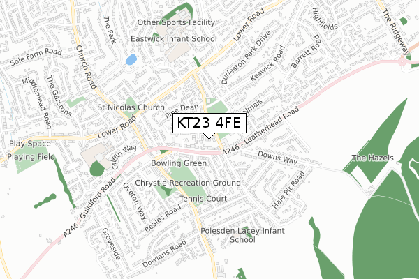 KT23 4FE map - small scale - OS Open Zoomstack (Ordnance Survey) KT23 4FE map - small scale - OS Open Zoomstack (Ordnance Survey)