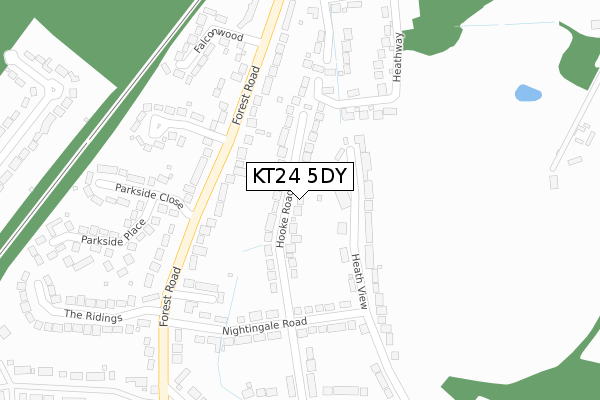 KT24 5DY map - large scale - OS Open Zoomstack (Ordnance Survey)