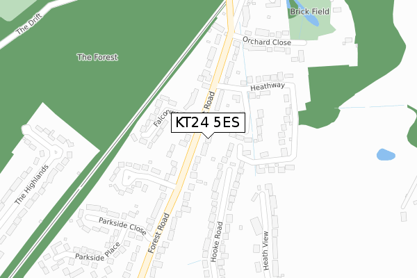 KT24 5ES map - large scale - OS Open Zoomstack (Ordnance Survey)