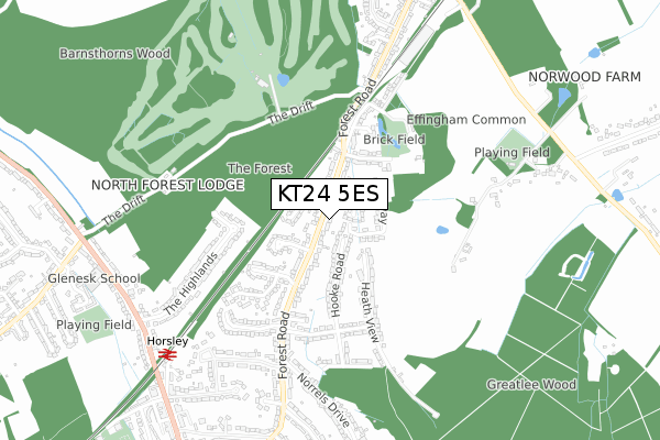 KT24 5ES map - small scale - OS Open Zoomstack (Ordnance Survey)