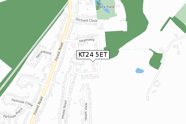 KT24 5ET map - large scale - OS Open Zoomstack (Ordnance Survey)