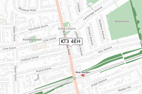 KT3 4EH map - large scale - OS Open Zoomstack (Ordnance Survey) KT3 4EH map - large scale - OS Open Zoomstack (Ordnance Survey)