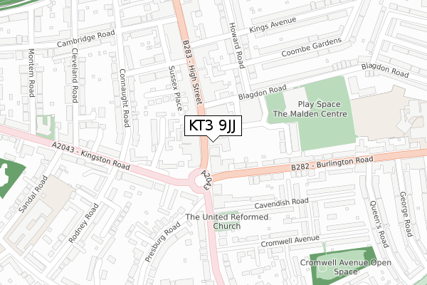 KT3 9JJ map - large scale - OS Open Zoomstack (Ordnance Survey) KT3 9JJ map - large scale - OS Open Zoomstack (Ordnance Survey)