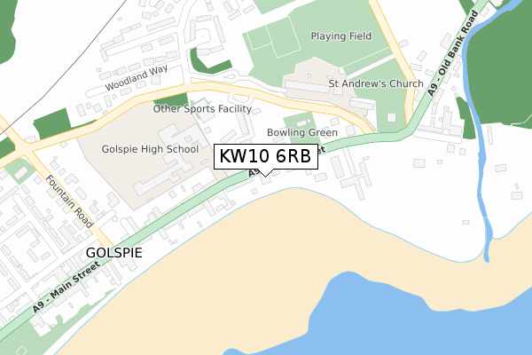 KW10 6RB map - large scale - OS Open Zoomstack (Ordnance Survey)