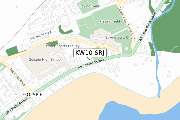 KW10 6RJ map - large scale - OS Open Zoomstack (Ordnance Survey)