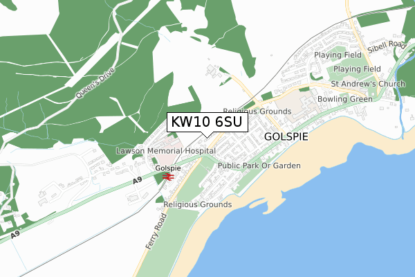 KW10 6SU map - small scale - OS Open Zoomstack (Ordnance Survey)