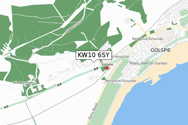 KW10 6SY map - small scale - OS Open Zoomstack (Ordnance Survey)