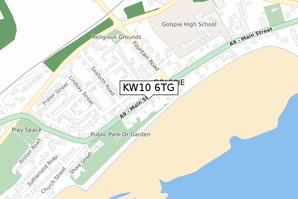 KW10 6TG map - large scale - OS Open Zoomstack (Ordnance Survey)