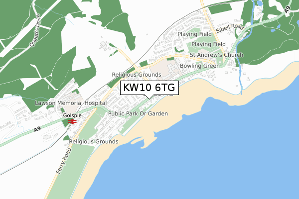 KW10 6TG map - small scale - OS Open Zoomstack (Ordnance Survey)