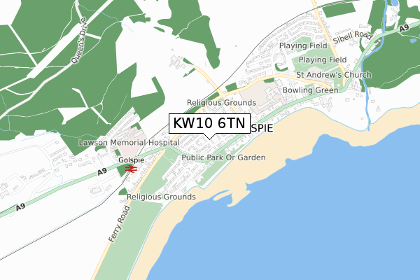 KW10 6TN map - small scale - OS Open Zoomstack (Ordnance Survey)