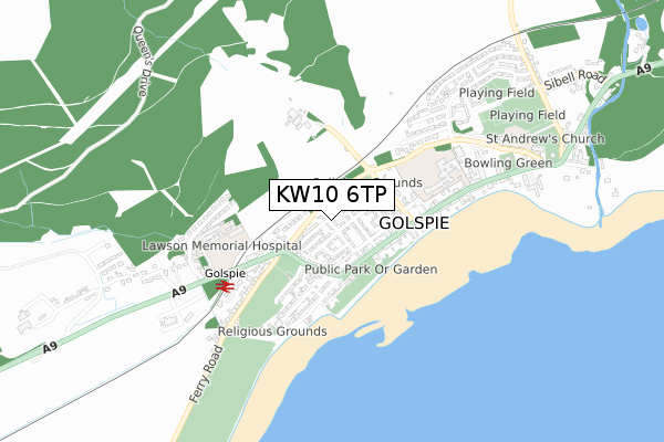 KW10 6TP map - small scale - OS Open Zoomstack (Ordnance Survey)