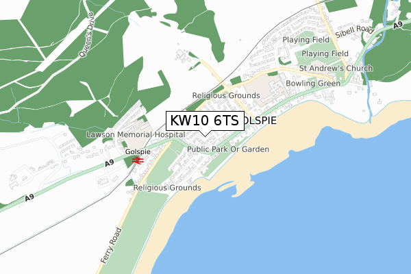 KW10 6TS map - small scale - OS Open Zoomstack (Ordnance Survey)