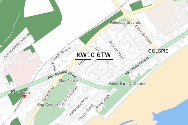 KW10 6TW map - large scale - OS Open Zoomstack (Ordnance Survey)