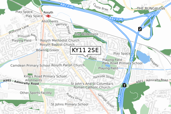 KY11 2SE map - small scale - OS Open Zoomstack (Ordnance Survey) KY11 2SE map - small scale - OS Open Zoomstack (Ordnance Survey)