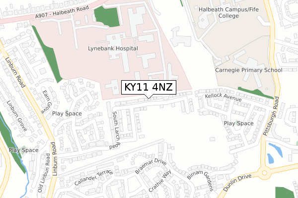 KY11 4NZ map - large scale - OS Open Zoomstack (Ordnance Survey)