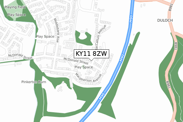 KY11 8ZW map - large scale - OS Open Zoomstack (Ordnance Survey)