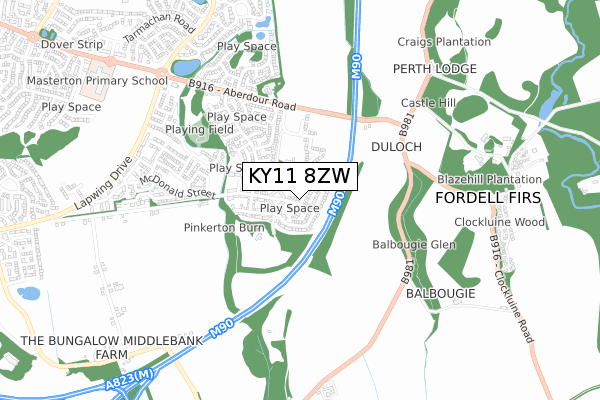 KY11 8ZW map - small scale - OS Open Zoomstack (Ordnance Survey)