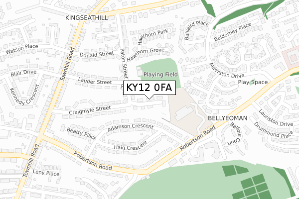 KY12 0FA map - large scale - OS Open Zoomstack (Ordnance Survey)