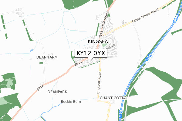KY12 0YX map - small scale - OS Open Zoomstack (Ordnance Survey)