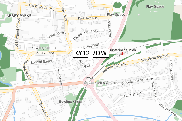 KY12 7DW map - large scale - OS Open Zoomstack (Ordnance Survey)