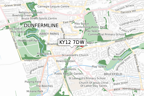 KY12 7DW map - small scale - OS Open Zoomstack (Ordnance Survey)