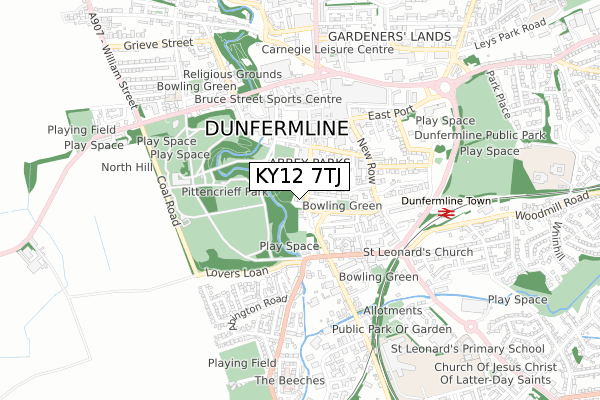 KY12 7TJ map - small scale - OS Open Zoomstack (Ordnance Survey)