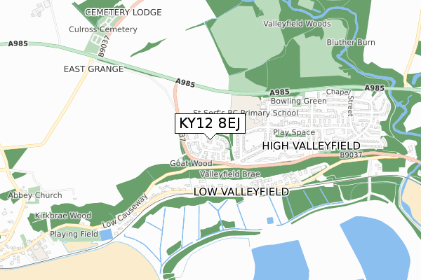KY12 8EJ map - small scale - OS Open Zoomstack (Ordnance Survey)