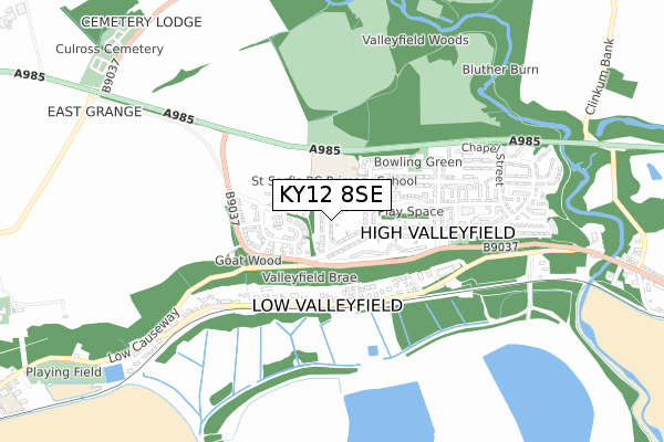 KY12 8SE map - small scale - OS Open Zoomstack (Ordnance Survey)
