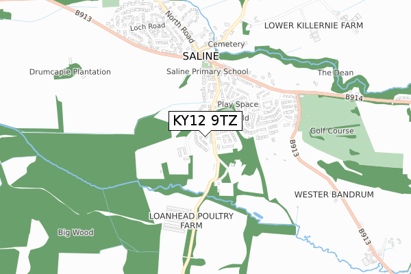 KY12 9TZ map - small scale - OS Open Zoomstack (Ordnance Survey)