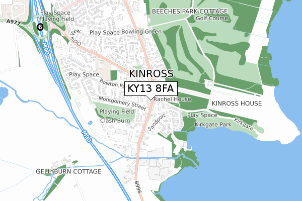 KY13 8FA map - small scale - OS Open Zoomstack (Ordnance Survey)