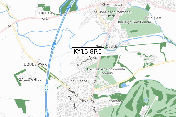 KY13 8RE map - small scale - OS Open Zoomstack (Ordnance Survey)