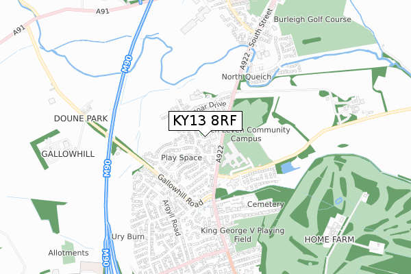 KY13 8RF map - small scale - OS Open Zoomstack (Ordnance Survey)