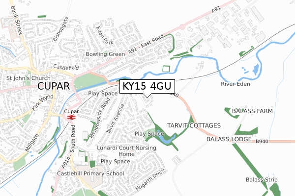 KY15 4GU map - small scale - OS Open Zoomstack (Ordnance Survey)