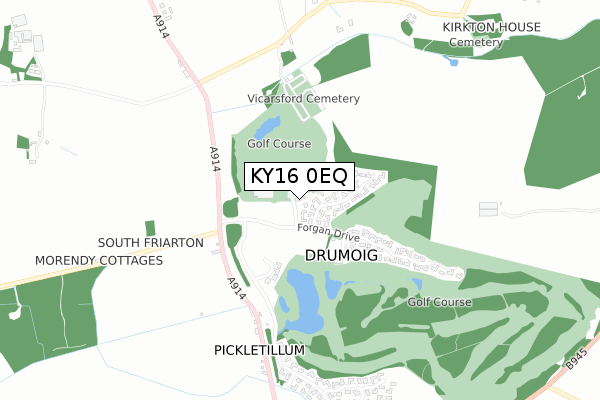 KY16 0EQ map - small scale - OS Open Zoomstack (Ordnance Survey)