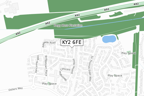 KY2 6FE map - large scale - OS Open Zoomstack (Ordnance Survey)