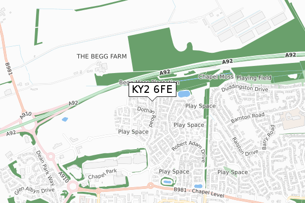 KY2 6FE map - small scale - OS Open Zoomstack (Ordnance Survey)