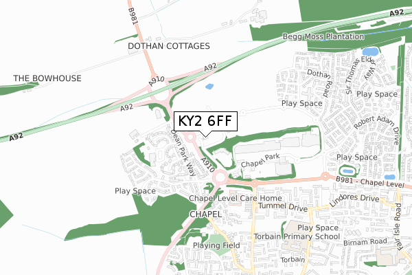 KY2 6FF map - small scale - OS Open Zoomstack (Ordnance Survey)