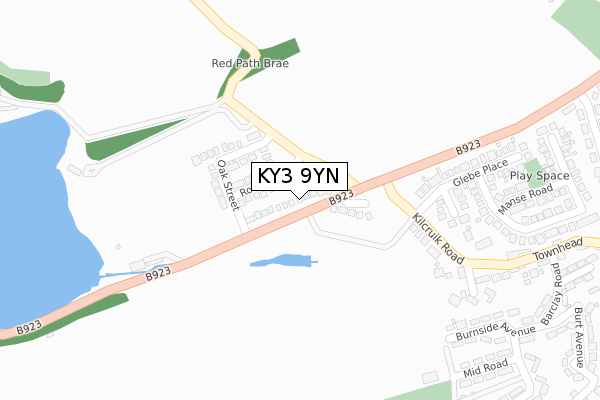 KY3 9YN map - large scale - OS Open Zoomstack (Ordnance Survey)