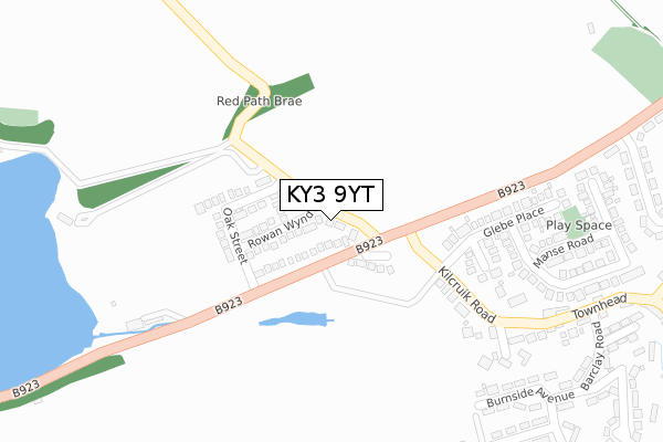 KY3 9YT map - large scale - OS Open Zoomstack (Ordnance Survey)