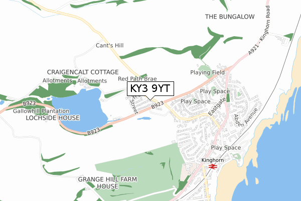 KY3 9YT map - small scale - OS Open Zoomstack (Ordnance Survey)