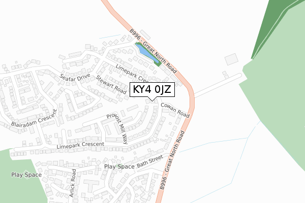 KY4 0JZ map - large scale - OS Open Zoomstack (Ordnance Survey)
