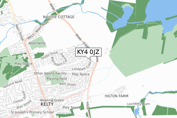 KY4 0JZ map - small scale - OS Open Zoomstack (Ordnance Survey)