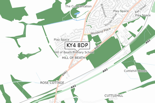 KY4 8DP map - small scale - OS Open Zoomstack (Ordnance Survey)