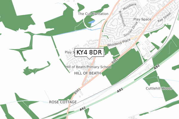 KY4 8DR map - small scale - OS Open Zoomstack (Ordnance Survey)