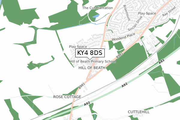 KY4 8DS map - small scale - OS Open Zoomstack (Ordnance Survey)