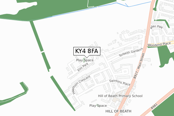 KY4 8FA map - large scale - OS Open Zoomstack (Ordnance Survey)