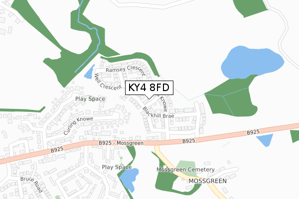 KY4 8FD map - large scale - OS Open Zoomstack (Ordnance Survey)