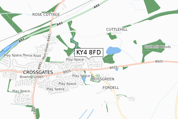 KY4 8FD map - small scale - OS Open Zoomstack (Ordnance Survey)