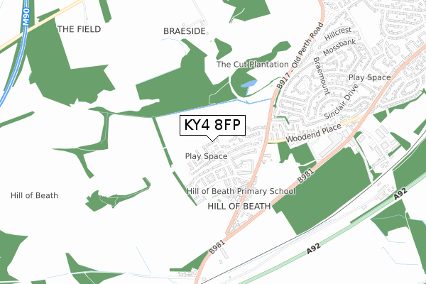 KY4 8FP map - small scale - OS Open Zoomstack (Ordnance Survey)